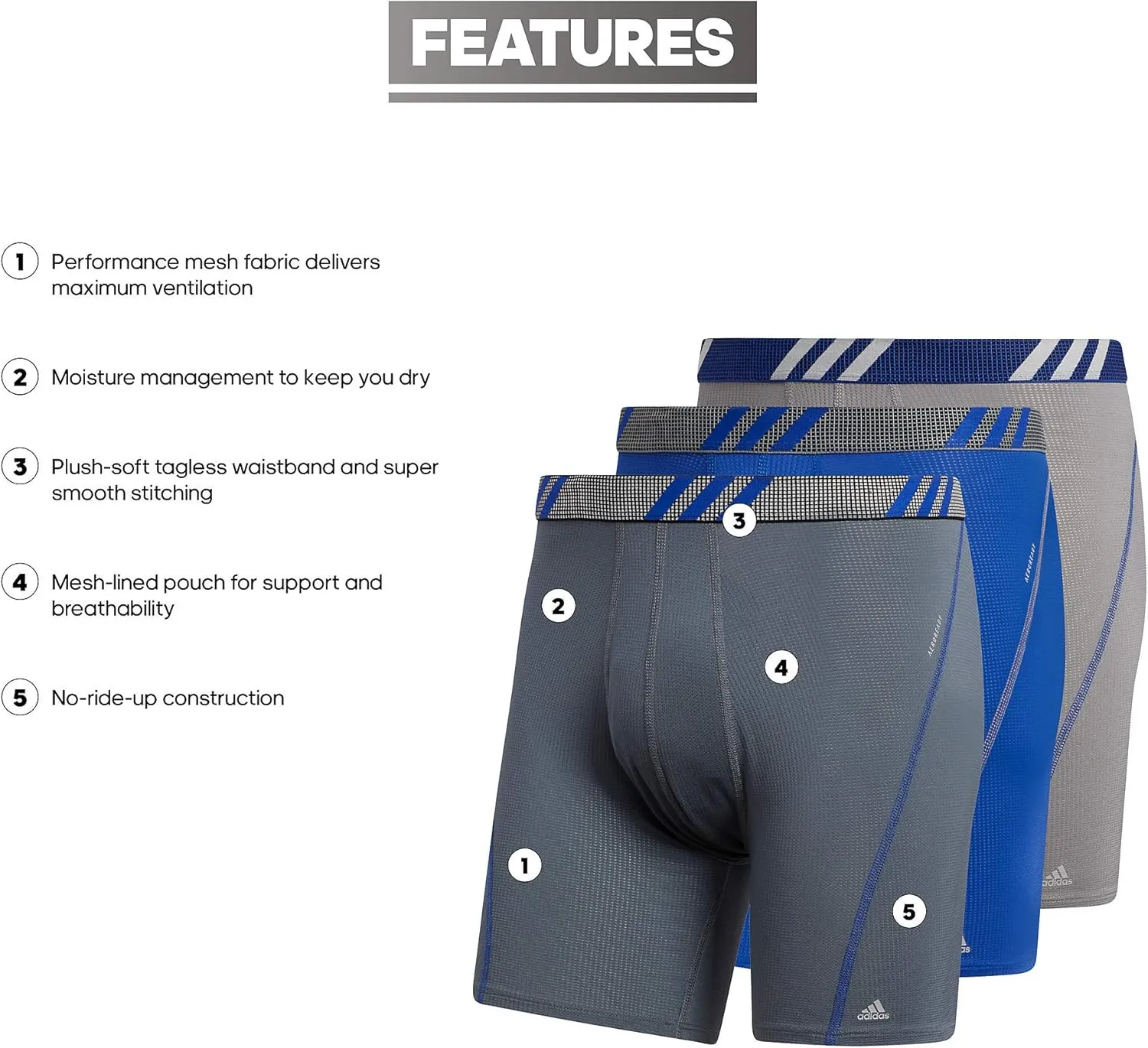 adidas Men's Stretch Cotton Boxer Brief Underwear (3-Pack) -2020