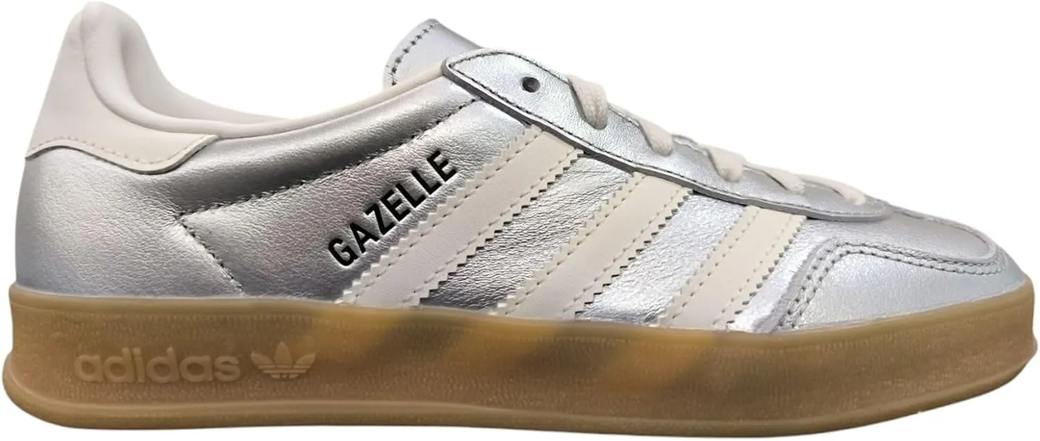 Adidas Originals Gazelle Indoor Mens Sneaker (White Silver Metallic, 5.5)
