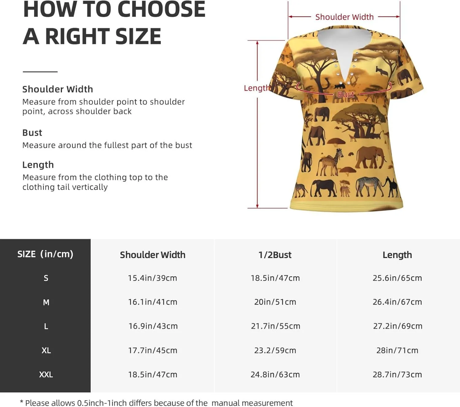 African Grassland Animals Printed Women's Slim deep V-Neck Short-Sleeved, Yoga Running Training Clothes