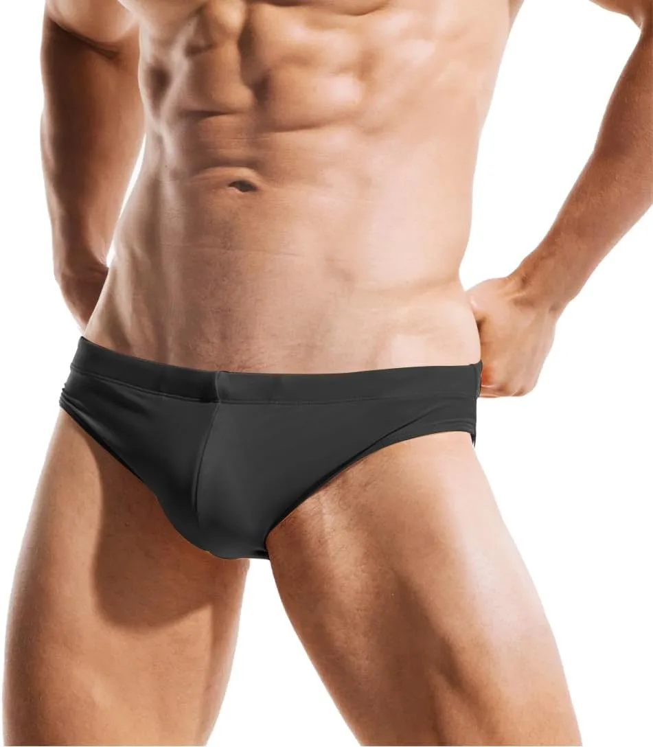 AIMPACT Mens Vintage Swim Briefs Sexy Bikini Swimwear Quick Dry Retro Swimsuit with Drawstring