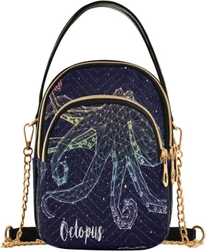 ALAZA Chain Crossbody Bags for Women Octopus Constellation Star Quilted Shoulder Crossbody Handbags Travel Cross Body Cell Phone Purses Bags