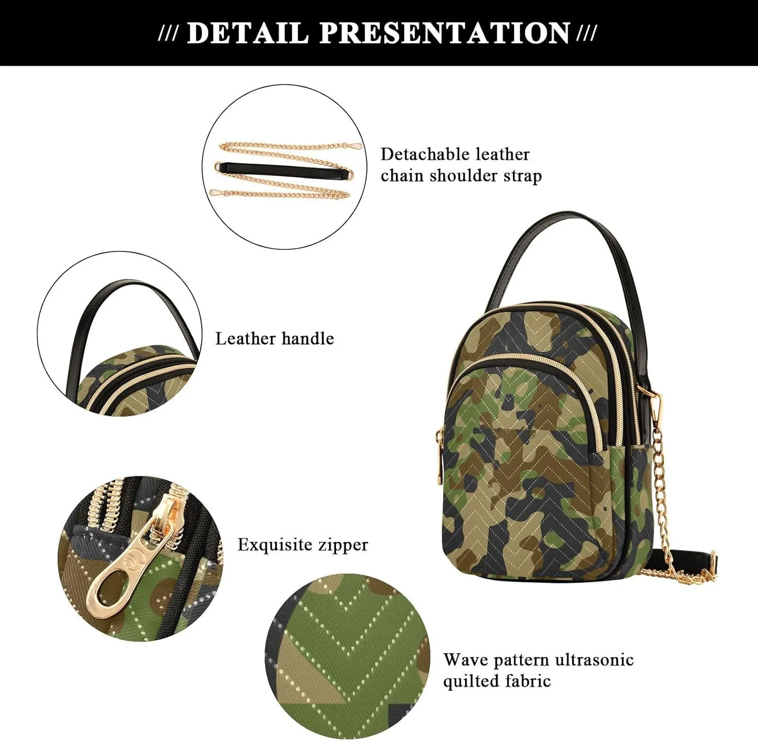 ALAZA Chain Crossbody Bags for Women Quilted Shoulder Crossbody Handbags Travel Cross Body Cell Phone Purses Bags