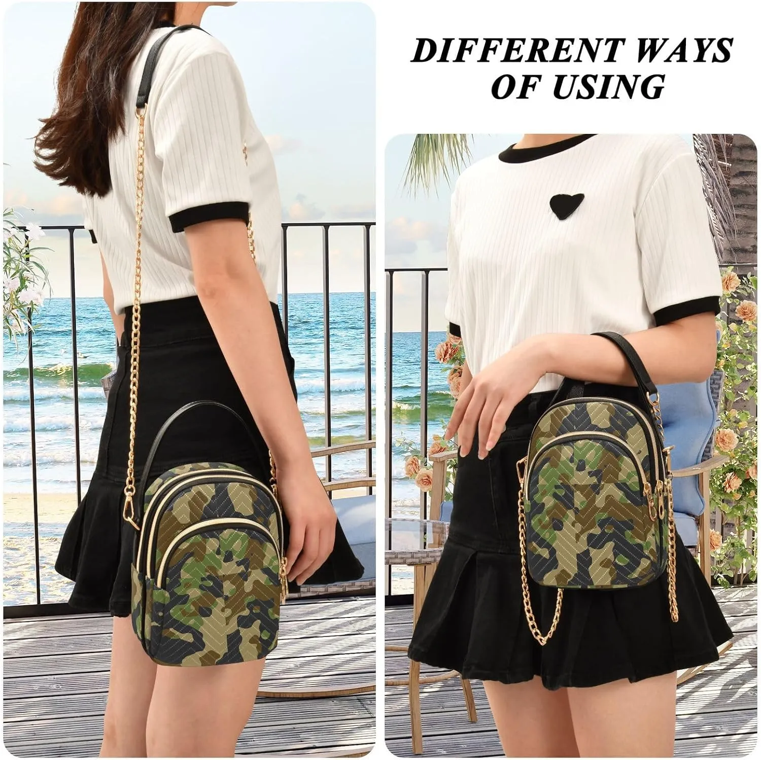 ALAZA Chain Crossbody Bags for Women Quilted Shoulder Crossbody Handbags Travel Cross Body Cell Phone Purses Bags