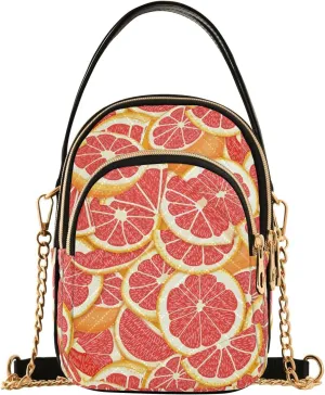 ALAZA Chain Crossbody Bags for Women Ripe Juicy Tropical Grapefruit Fruits Quilted Shoulder Crossbody Handbags Travel Cross Body Cell Phone Purses Bags