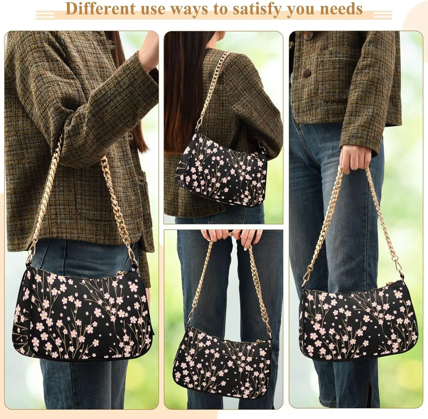 ALAZA Shoulder Bag Purse for Women Tote Handbag with Zipper Closure