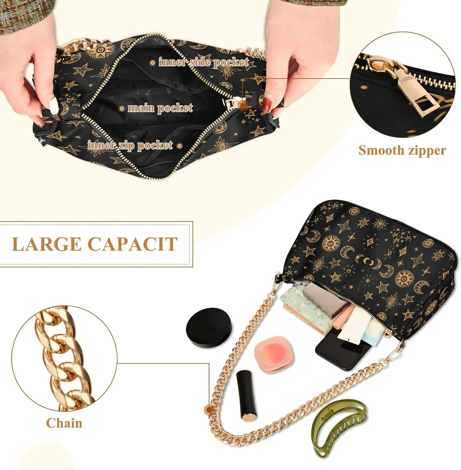 ALAZA Shoulder Bag Purse for Women Tote Handbag with Zipper Closure