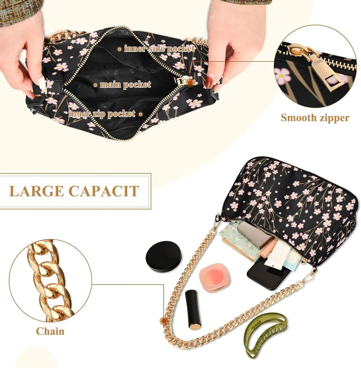 ALAZA Shoulder Bag Purse for Women Tote Handbag with Zipper Closure
