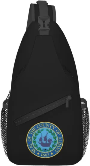 Albany county seal Crossbody Bags For Women Men Chest Backpack Gym Shoulder Bag Travel Outdoor Sports Casual Crossbody Bags