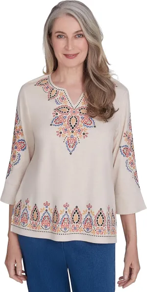 Alfred Dunner Harvest Moon Bohemia's Vibe Cotton/Poly Top