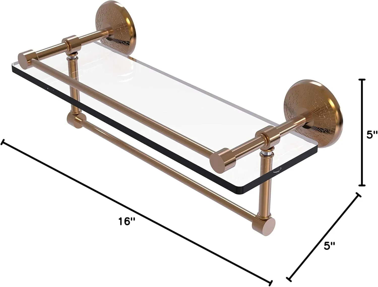 Allied Brass MC-1TB/16-GAL-BBR Mc 1 Tb Gal Inch Gallery Towel Bar Glass Shelf, 16 Inch, Brushed Bronze