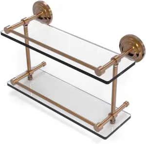 Allied Brass QN-2/22-GAL-BBR Qn 2 Gal Que New Inch Double Gallery Rail Glass Shelf, 22 Inch, Brushed Bronze
