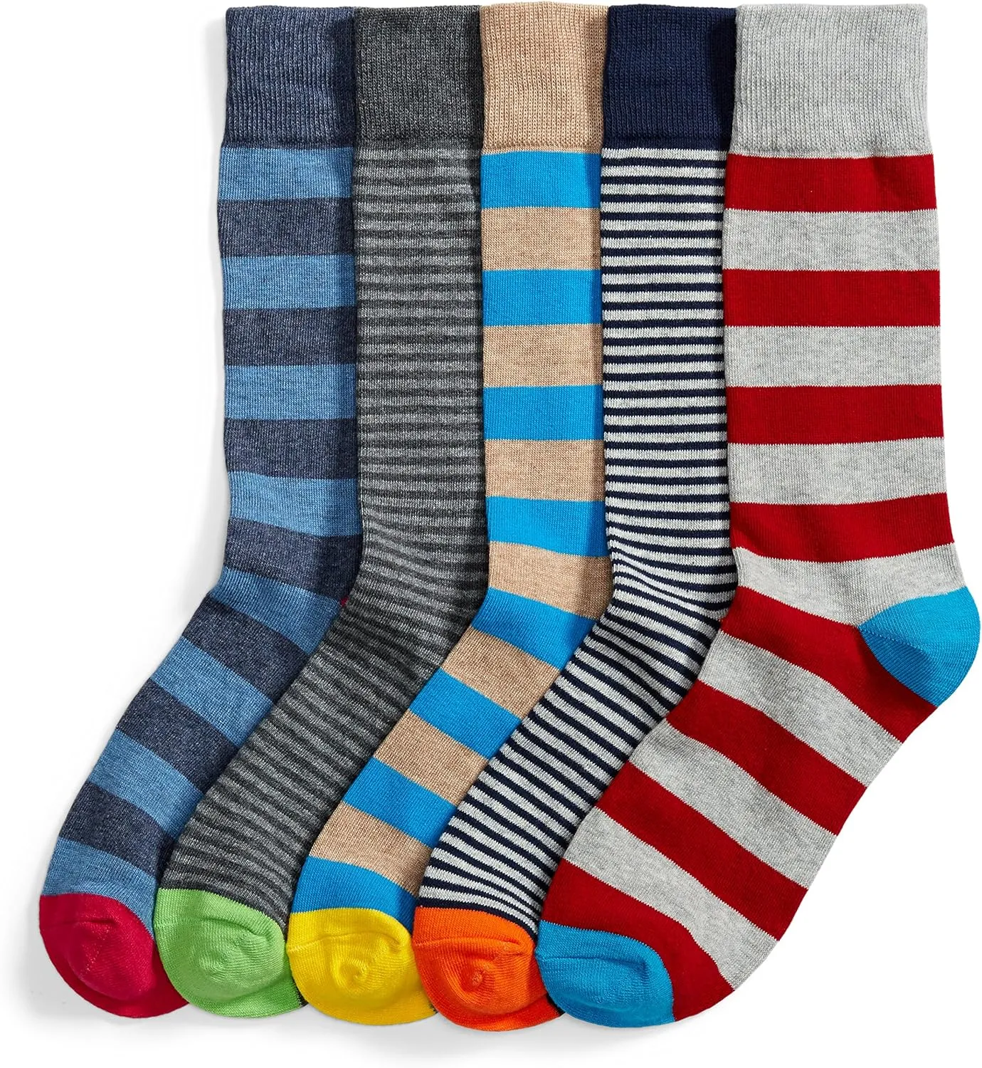 Amazon Essentials Mens Comfortable Patterned Dress Socks, 5 Pairs