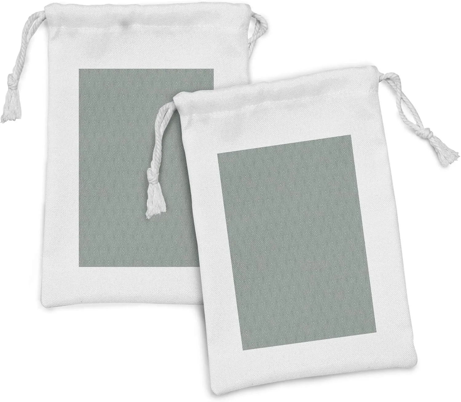 Ambesonne Abstract Fabric Pouch Set of 2, Illustration of Hand Drawn Like Concentric Triangles with Curved Corners, Small Drawstring Bag for Toiletries Masks and Favors, 9" x 6", Dark Sea Green