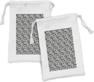 Ambesonne Abstract Fabric Pouch Set of 2, Modernistic Geometry Inspired Graphic with Rectangles and Lines, Small Drawstring Bag for Toiletries Masks and Favors, 9" x 6", Charcoal Grey Eggshell