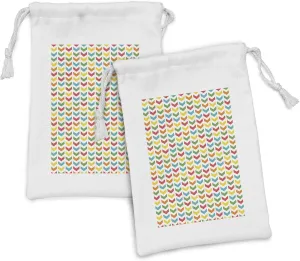 Ambesonne Arrow Fabric Pouch Set of 2, Illustration of Colorful Repetitive Arrows Pointing Downwards on a Plain Background, Small Drawstring Bag for Toiletries Masks and Favors, 9" x 6", Multicolor