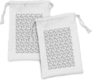 Ambesonne Dragonfly Fabric Pouch Set of 2, Flea Sketch Like Monochrome Style Design Repetitive Flying Creatures, Small Drawstring Bag for Toiletries Masks and Favors, 9" x 6", Charcoal Grey and White