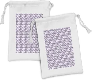 Ambesonne Hot Air Balloon Fabric Pouch Set of 2, Sky Transporation Vehicles in Purple Tones Repetitive Pattern, Small Drawstring Bag for Toiletries Masks and Favors, 9" x 6", Mauve Quartz and Lilac