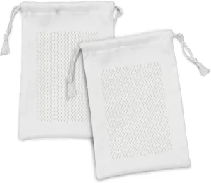Ambesonne Venus Fabric Pouch Set of 2, Roman Female Head Doodle Style Historical Minimalist Design Illustration, Small Drawstring Bag for Toiletries Masks and Favors, 9" x 6", Dust and White