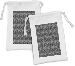 Ambesonne Vintage Fabric Pouch Set of 2, Classical Iconic Pattern of Columns and Venus de Milo, Small Drawstring Bag for Toiletries Masks and Favors, 9" x 6", Charcoal Grey Grey