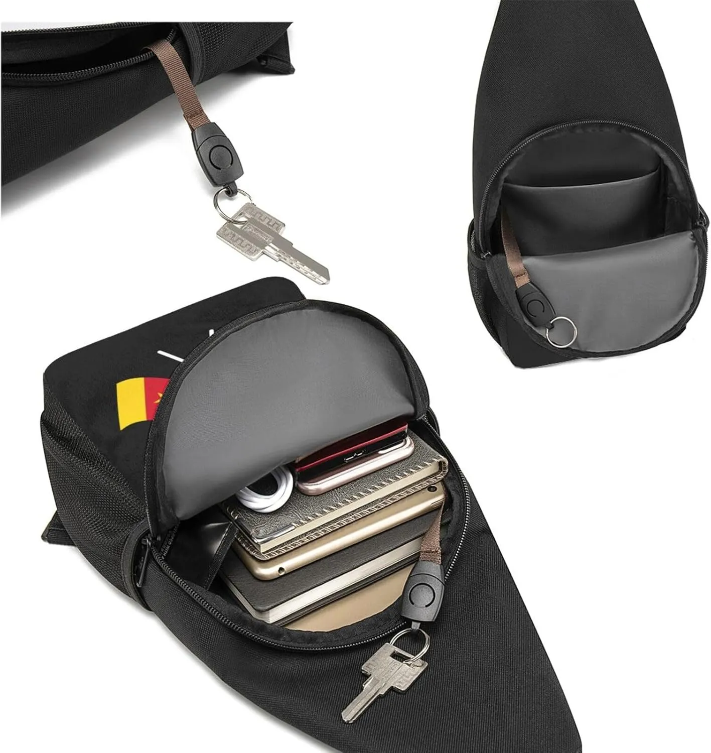 American And Cameroon Flag Chest Pack Leisure Shoulder Crossbody Chest Bag