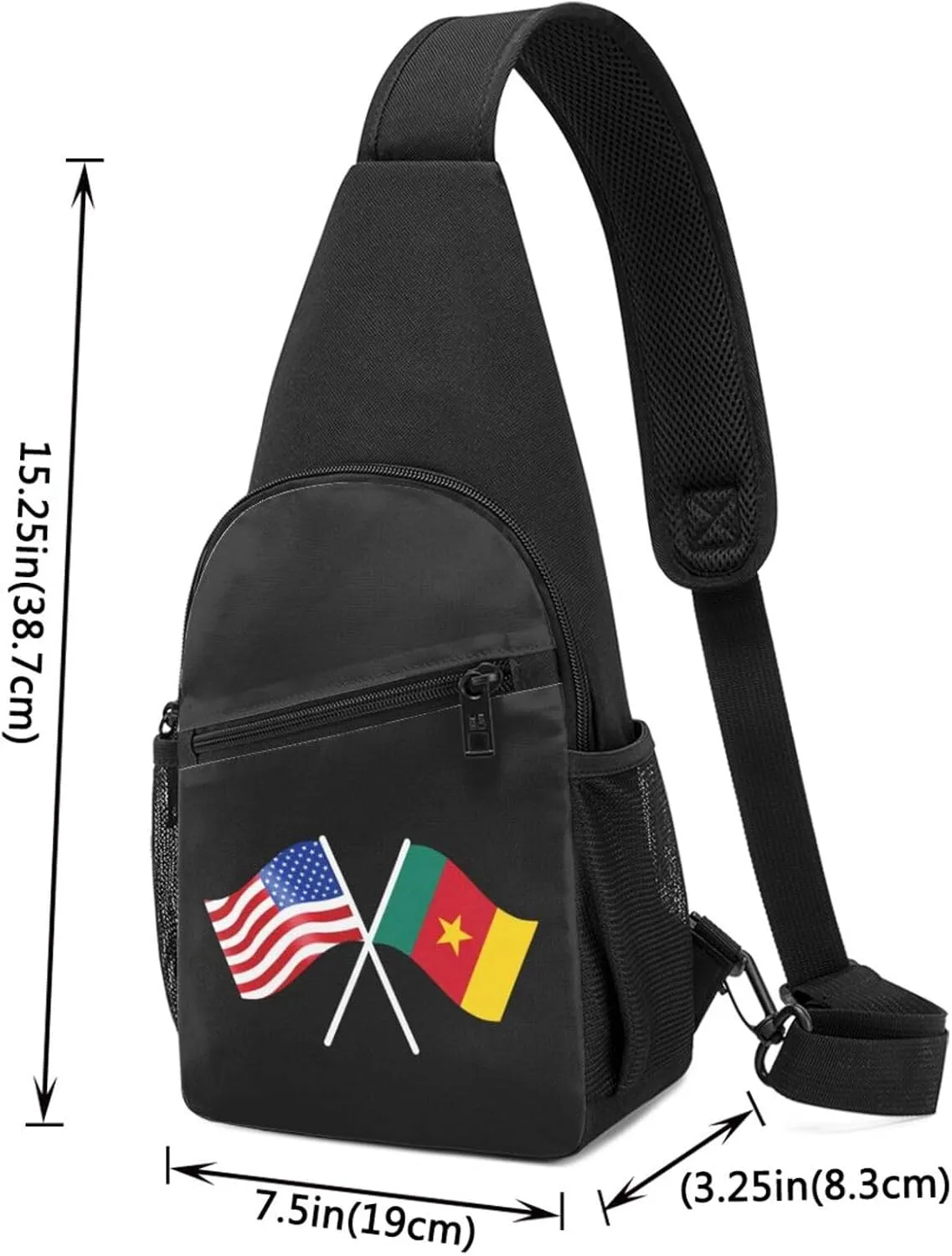 American And Cameroon Flag Chest Pack Leisure Shoulder Crossbody Chest Bag