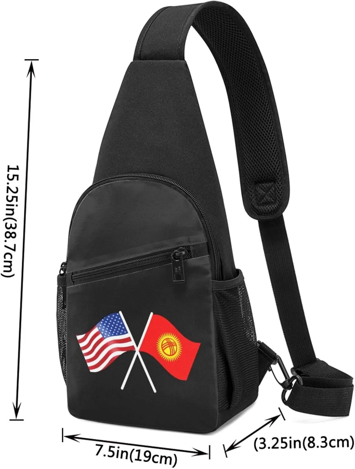 American And Kyrgyzstan Flag Chest Pack Leisure Shoulder Crossbody Chest Bag