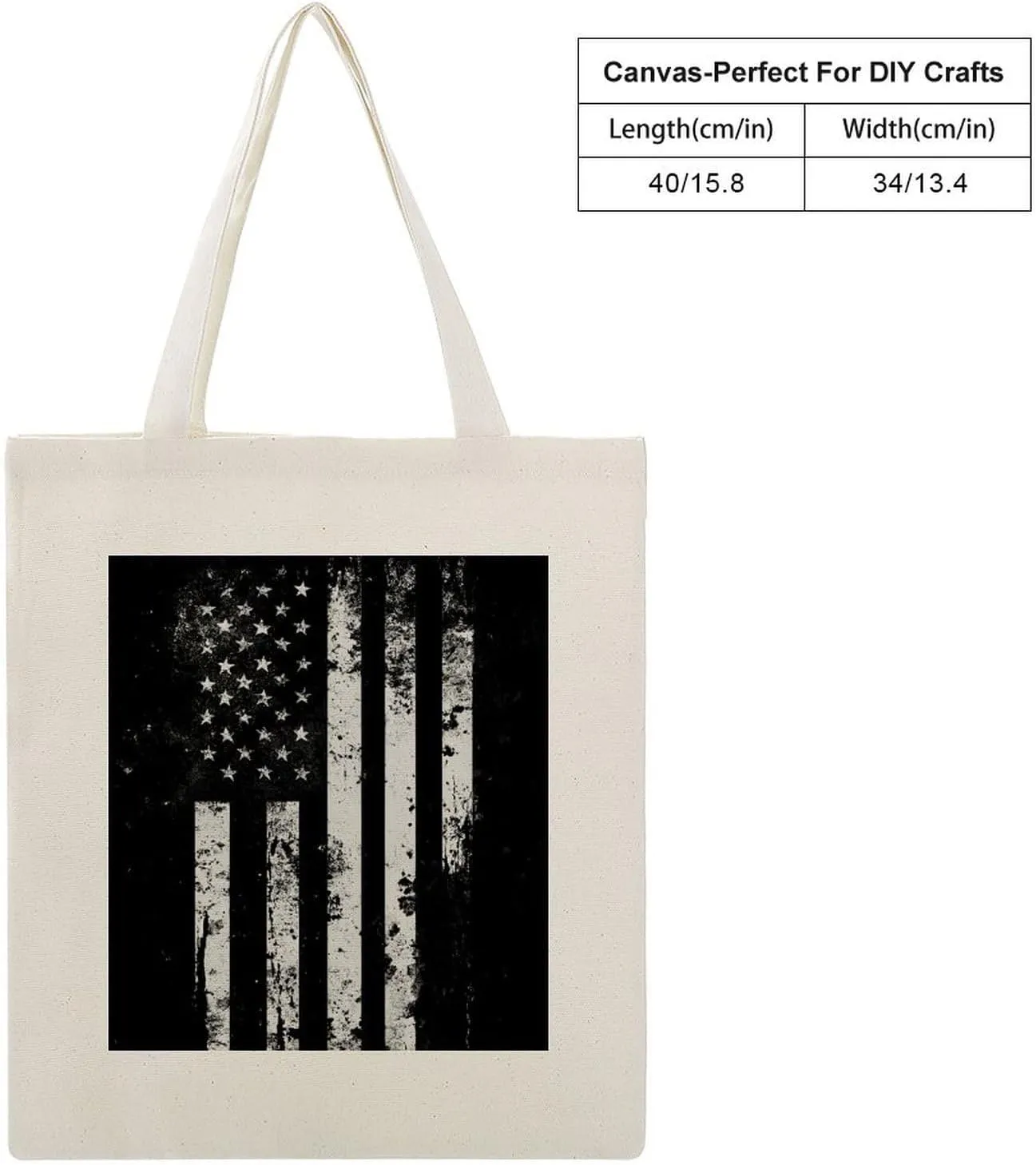 American Flags Canvas Lightweight Tote Bags Casual Handbags Reusable Grocery Shopping Bag 13.4x15.8in