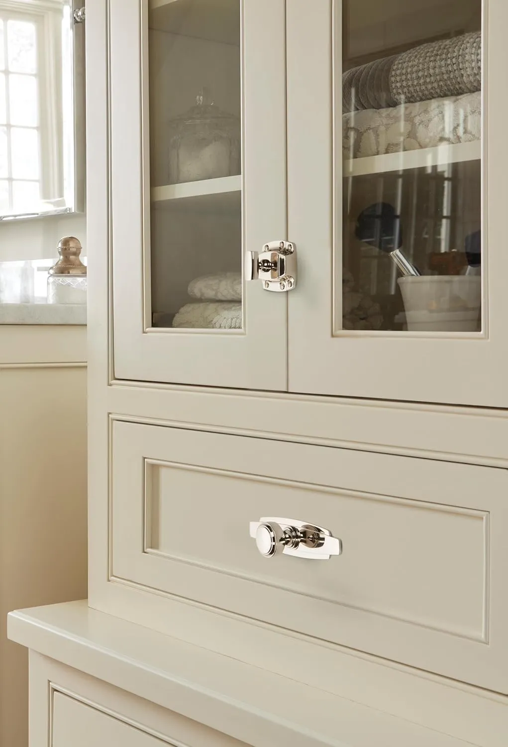 Amerock | Cabinet Latch | Polished Nickel | 1-7/8 inch (48 mm) Length | Highland Ridge | 1 Pack | Cabinet Hardware