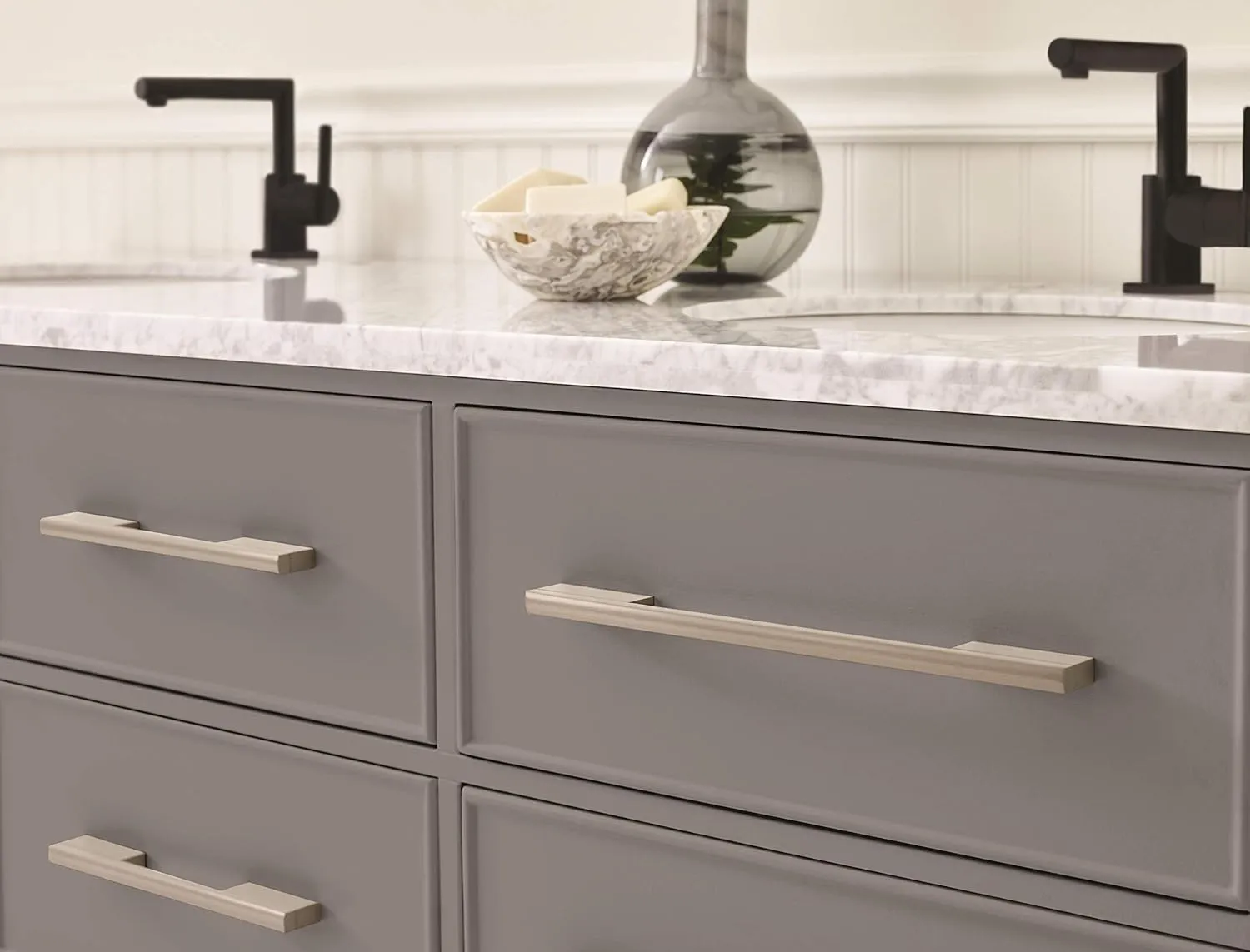 Amerock | Cabinet Pull | Silver Champagne | 6-5/16 inch (160 mm) Center to Center | Separa | 1 Pack | Drawer Pull | Drawer Handle | Cabinet Hardware