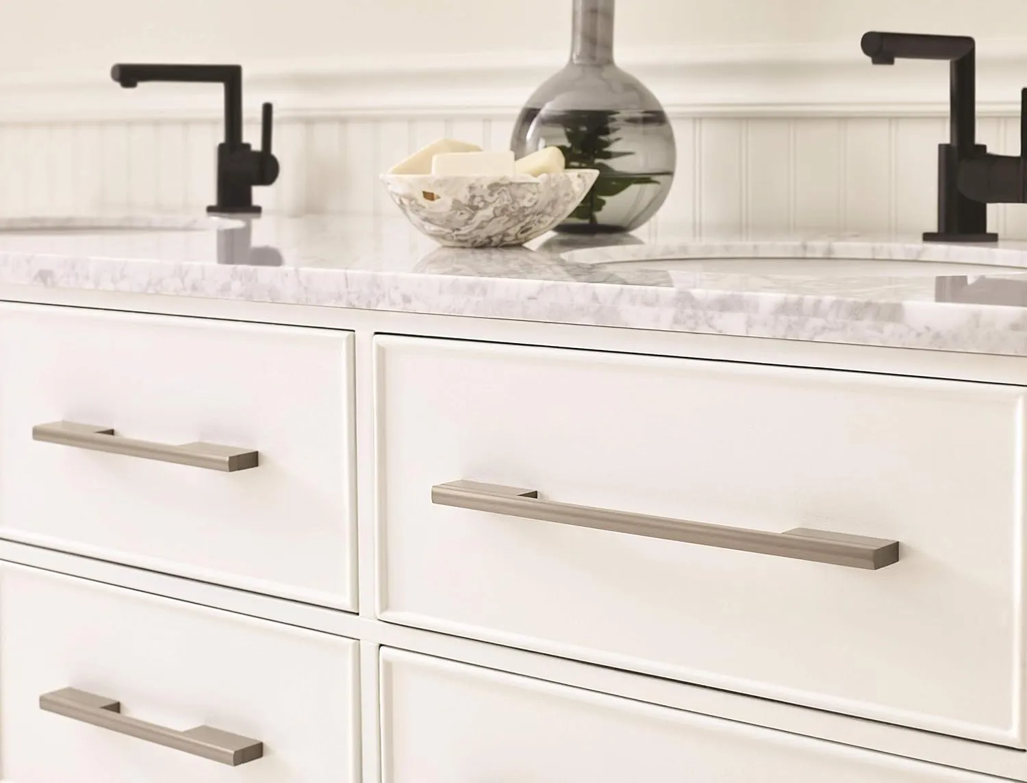 Amerock | Cabinet Pull | Silver Champagne | 6-5/16 inch (160 mm) Center to Center | Separa | 1 Pack | Drawer Pull | Drawer Handle | Cabinet Hardware