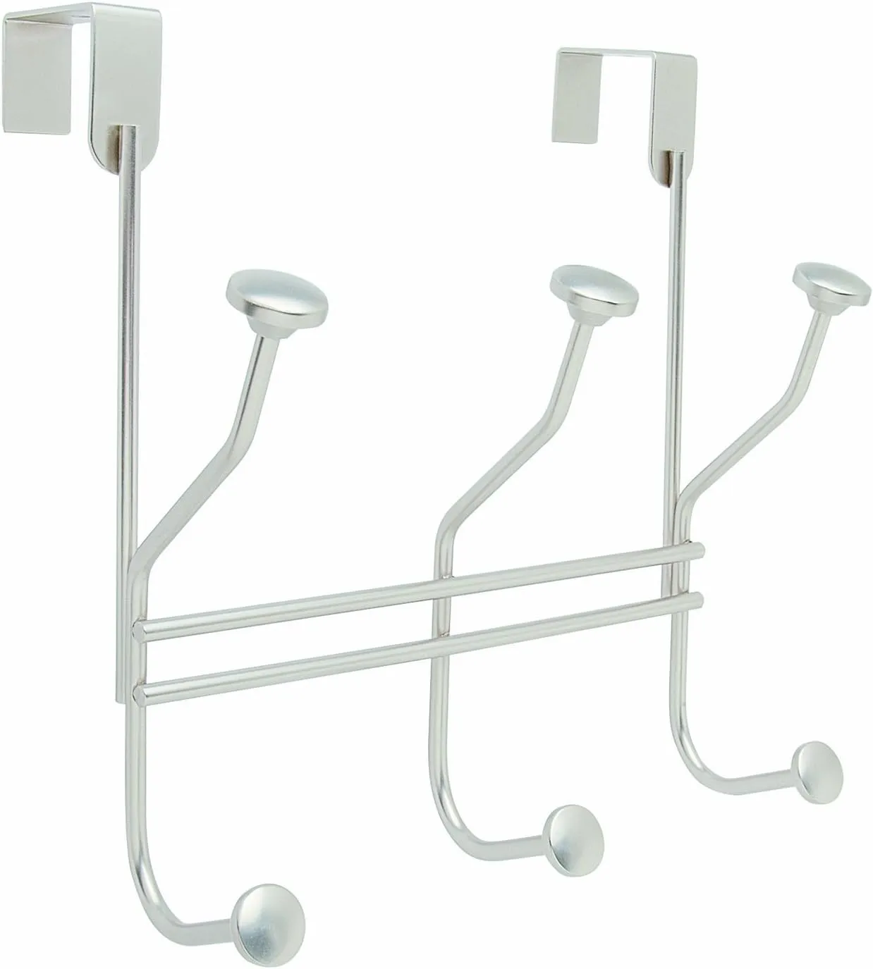 Amerock | Over-The-Door Hook Rack | 3 Double Prong Hooks | Silver | 9-3/4 inch (248 mm) Length