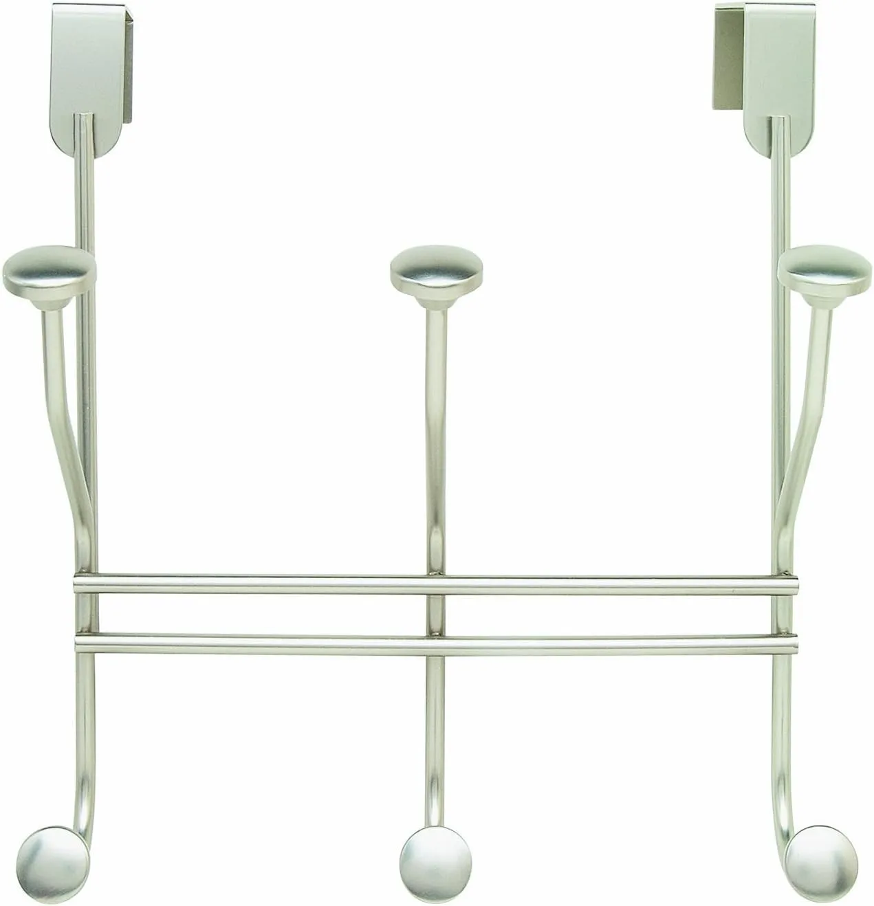 Amerock | Over-The-Door Hook Rack | 3 Double Prong Hooks | Silver | 9-3/4 inch (248 mm) Length
