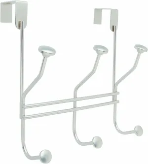 Amerock | Over-The-Door Hook Rack | 3 Double Prong Hooks | Silver | 9-3/4 inch (248 mm) Length
