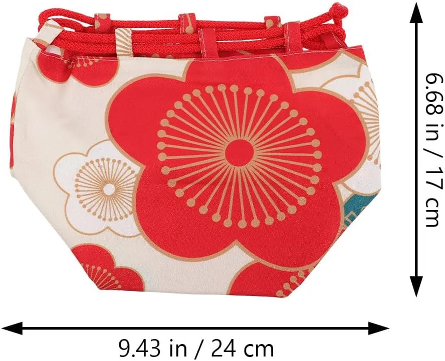 Amosfun Japanese Style Drawstring Bag Japanese Kimono Purse Portable Phone Pouch