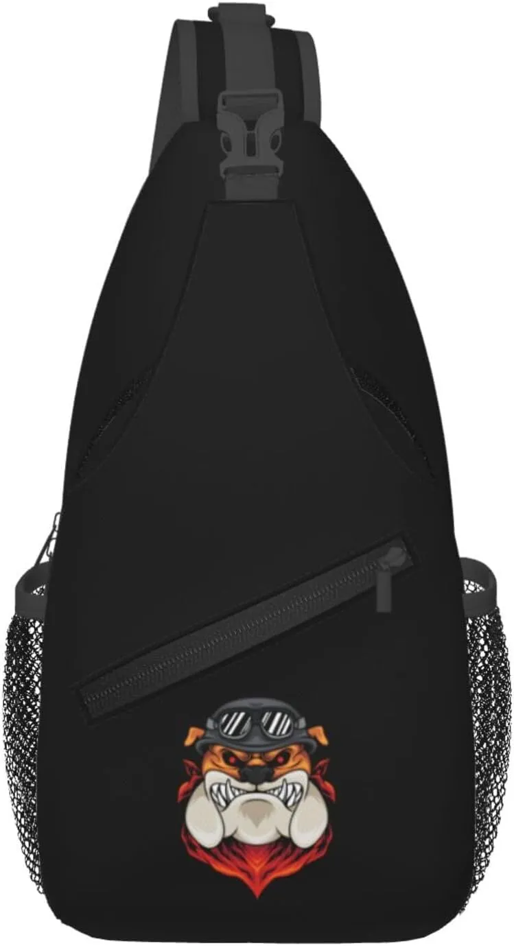 Angry Dog Head Crossbody Bags For Women Men Chest Backpack Gym Shoulder Bag Travel Outdoor Sports Casual Crossbody Bags