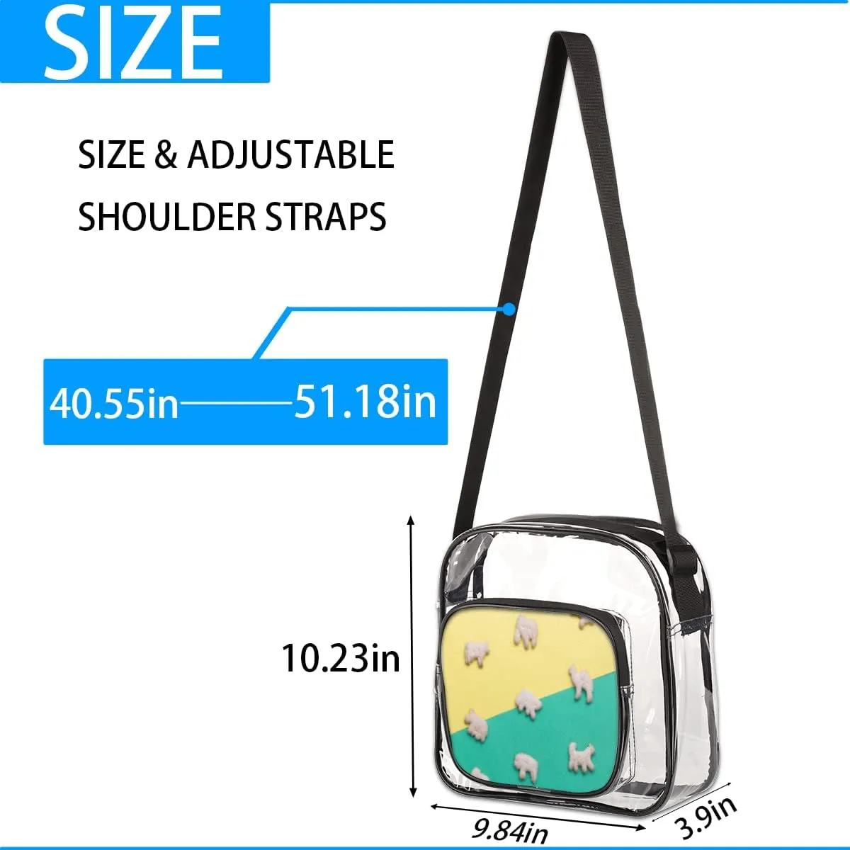 Animals Cookies Clear Crossbody Bag Clear Messenger Bag Shoulder Bags Clear Purse Stadium Approved