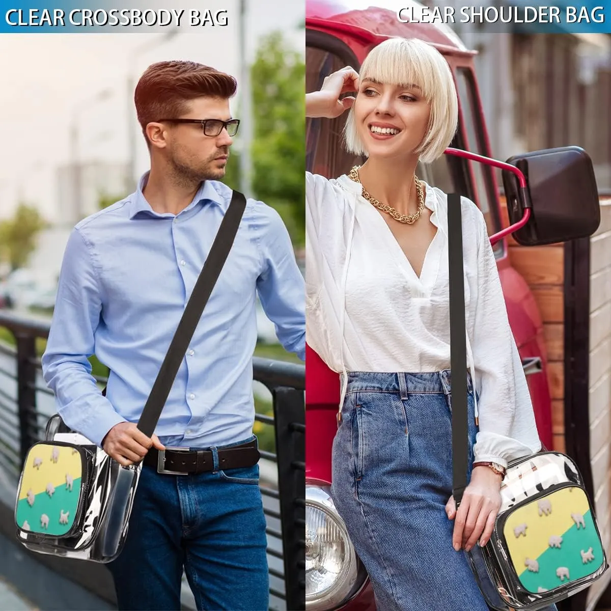 Animals Cookies Clear Crossbody Bag Clear Messenger Bag Shoulder Bags Clear Purse Stadium Approved