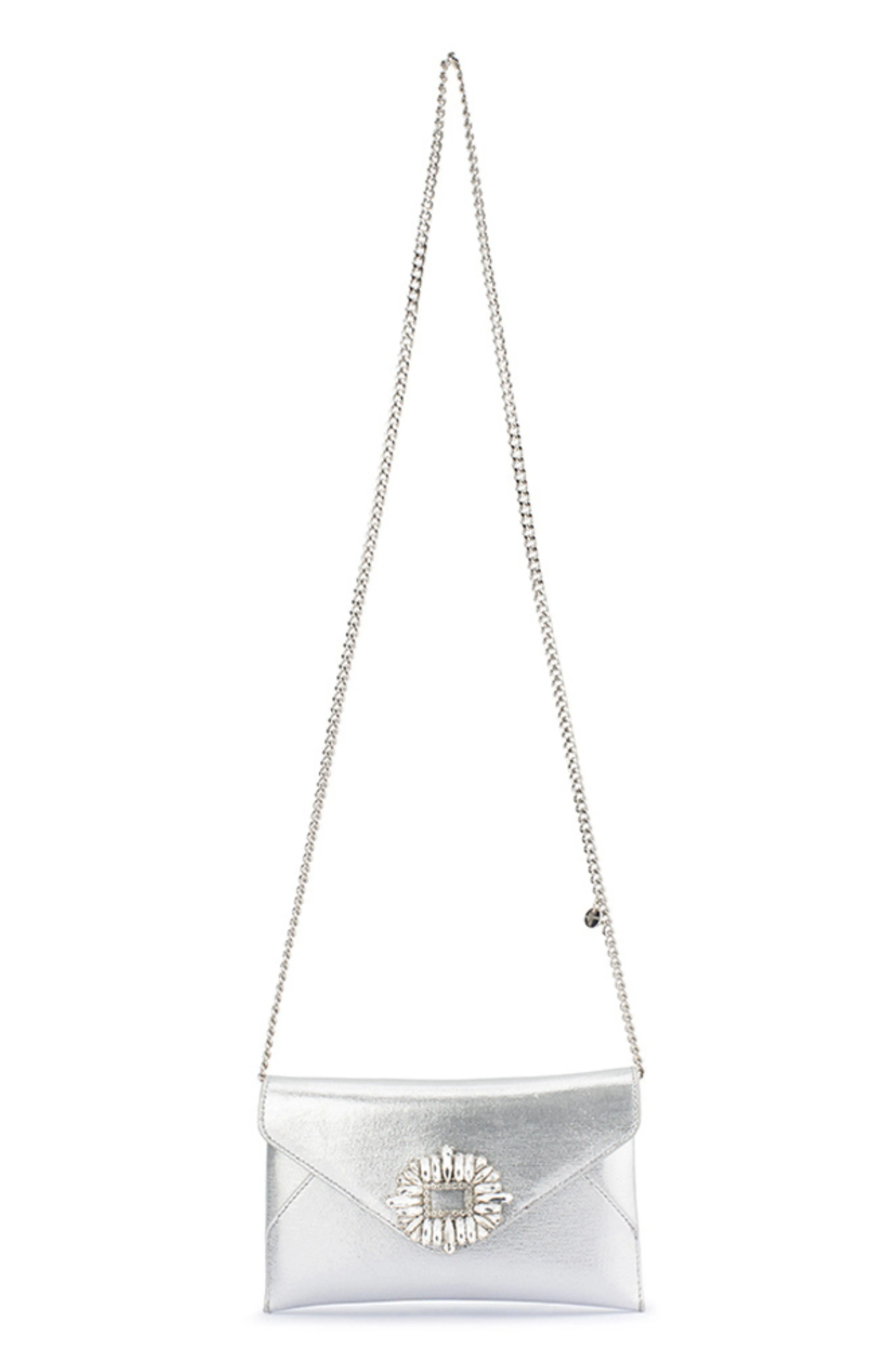 Antonia Crystal Envelope Clutch - Silver