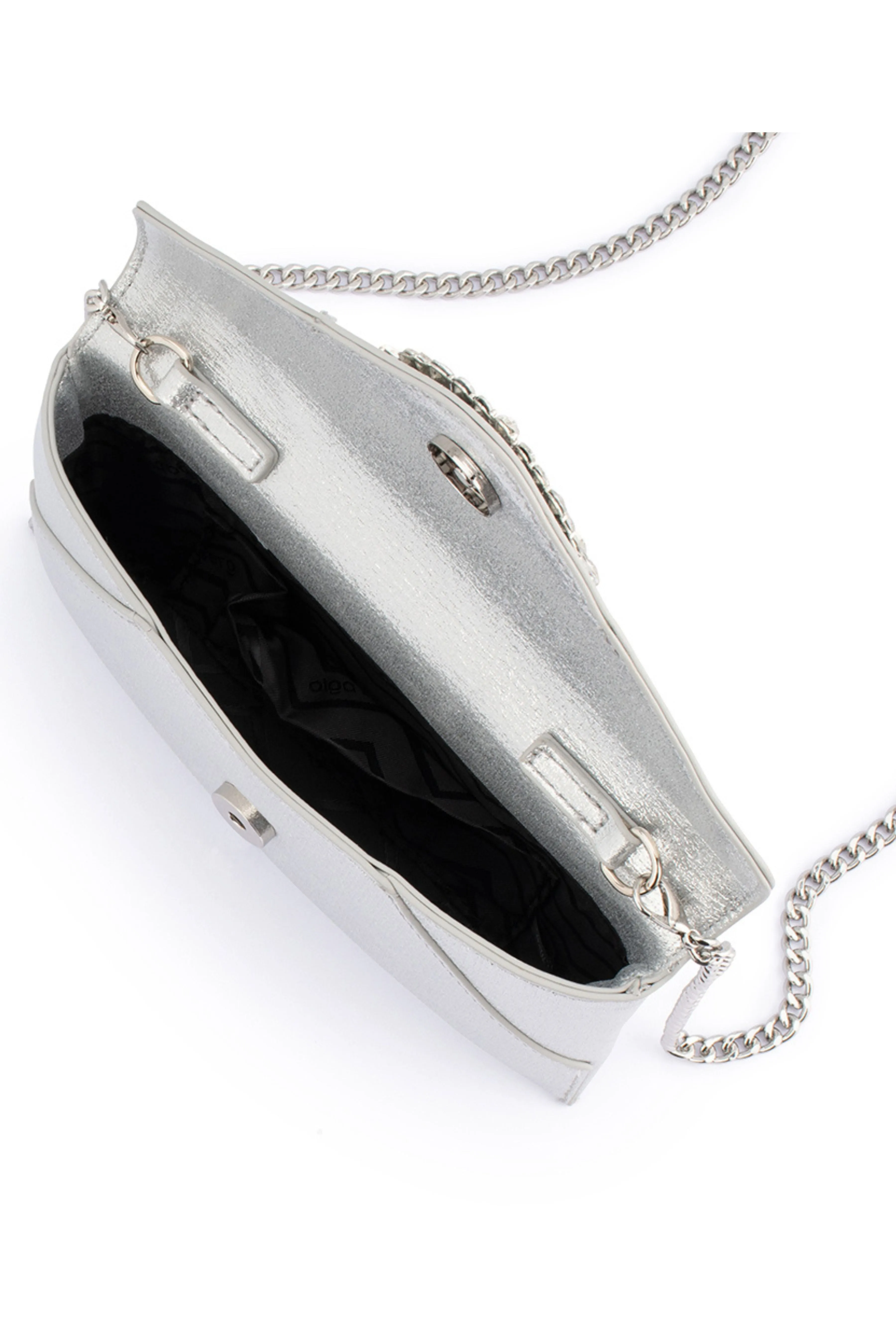 Antonia Crystal Envelope Clutch - Silver