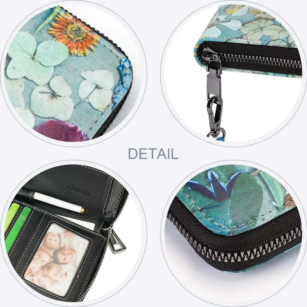 APHISON Wallet Women Large Capacity Clutch Purse For Ladies Card Holder RFID Wristlet Phone Zipper Coin Travel Pocket