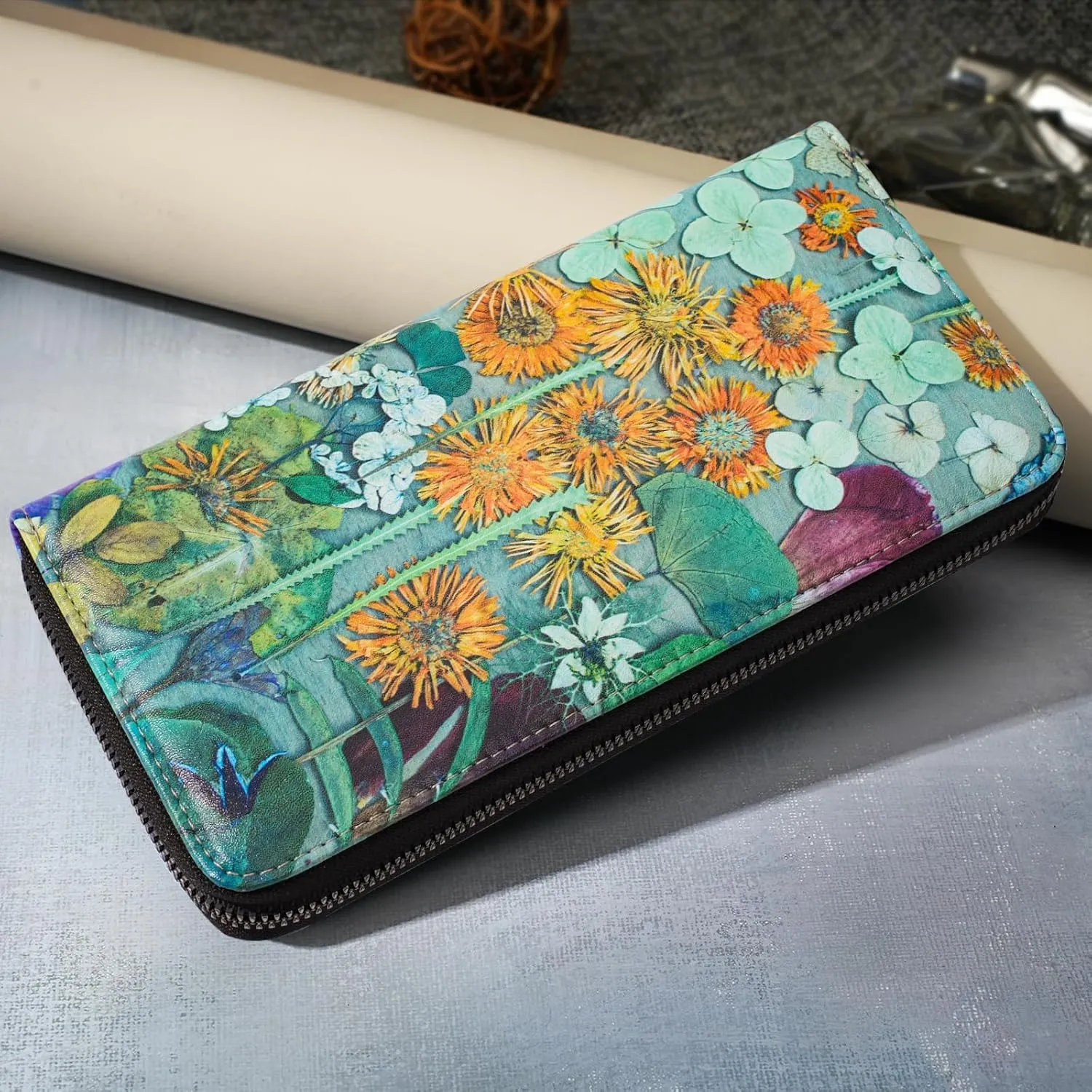 APHISON Wallet Women Large Capacity Clutch Purse For Ladies Card Holder RFID Wristlet Phone Zipper Coin Travel Pocket
