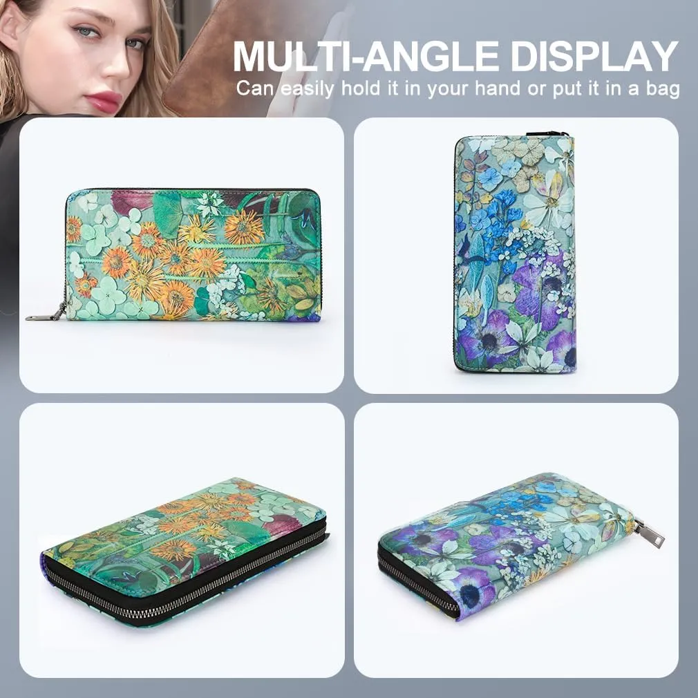 APHISON Wallet Women Large Capacity Clutch Purse For Ladies Card Holder RFID Wristlet Phone Zipper Coin Travel Pocket