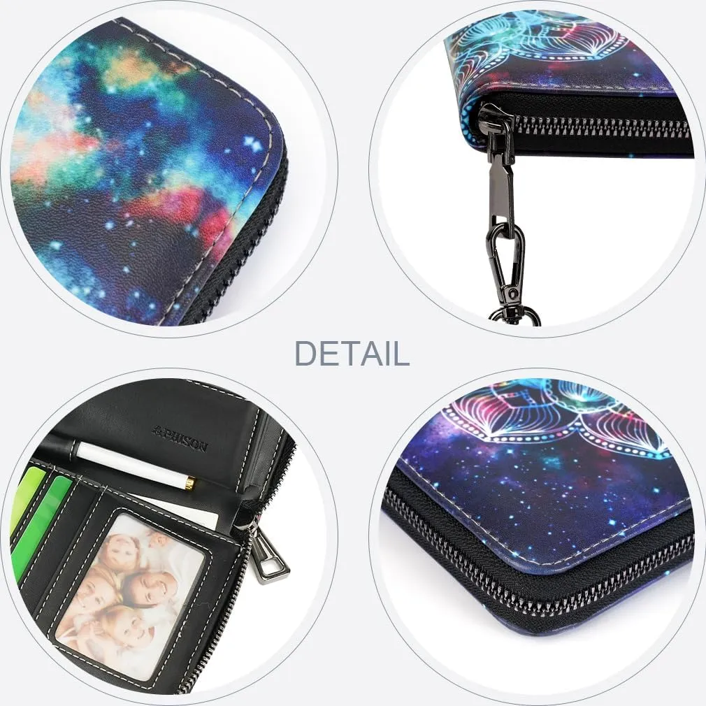 APHISON Wallet Women Large Capacity Clutch Purse For Ladies Card Holder RFID Wristlet Phone Zipper Coin Travel Pocket