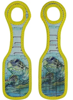 Artists Collective Neoprene Luggage Tags | Sturdy ID Name Tags for Checked Suitcases and Carry On Bags - Design by Carly Mejeur (USA) Loggerhead Sea Turtle - Luggage