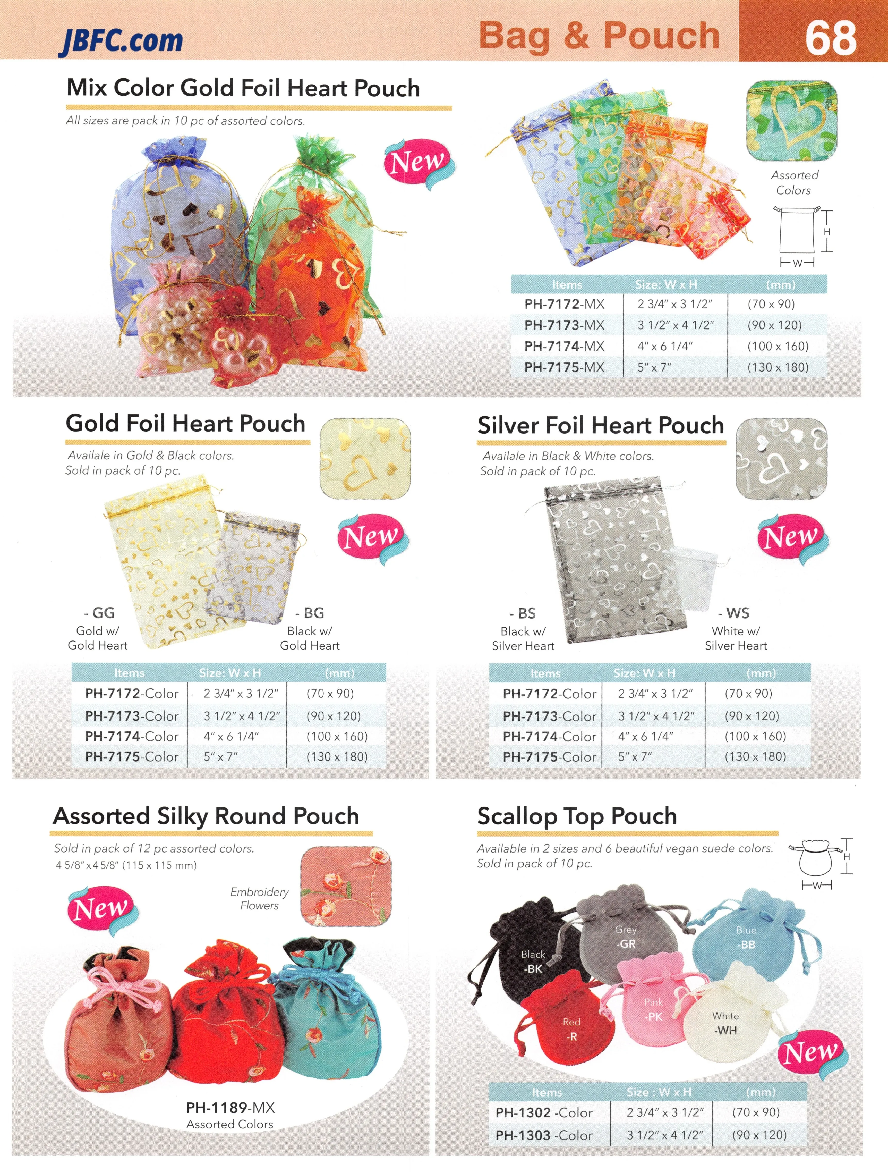 Assorted Silky Round Pouch - 12 pcs. Pack