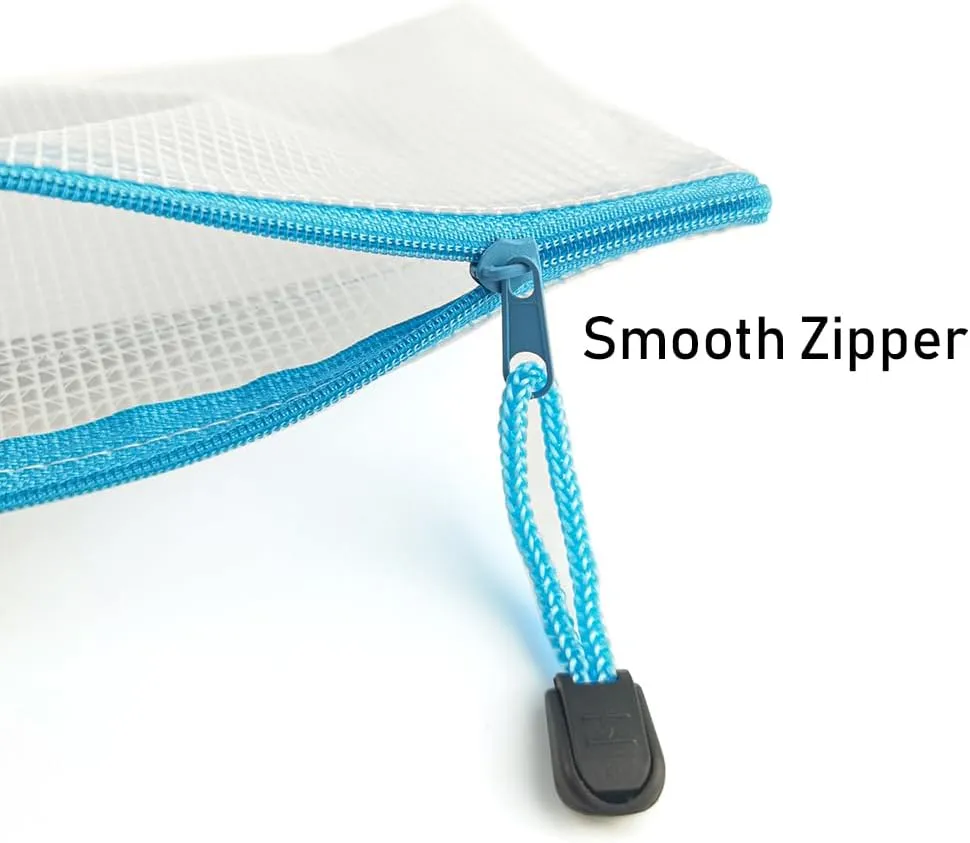 AUSTARK 24PCS Mesh Zipper Pouches, Plastic Zipper Bags with Label Pocket, Multipurpose Storage Organization Bags for Office, Home, Travel, Cosmetic (6.3''x4.7'', 12-Colors)