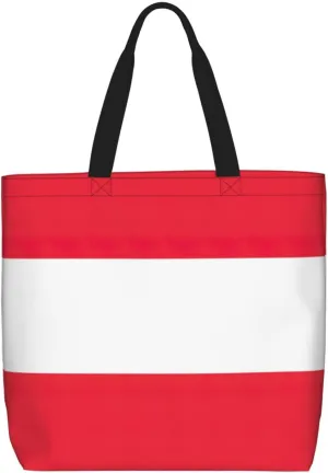 Austrian Flag Print Women Reuseable Handbag, Grocery Bag Foldable For Shopping Travel Activity