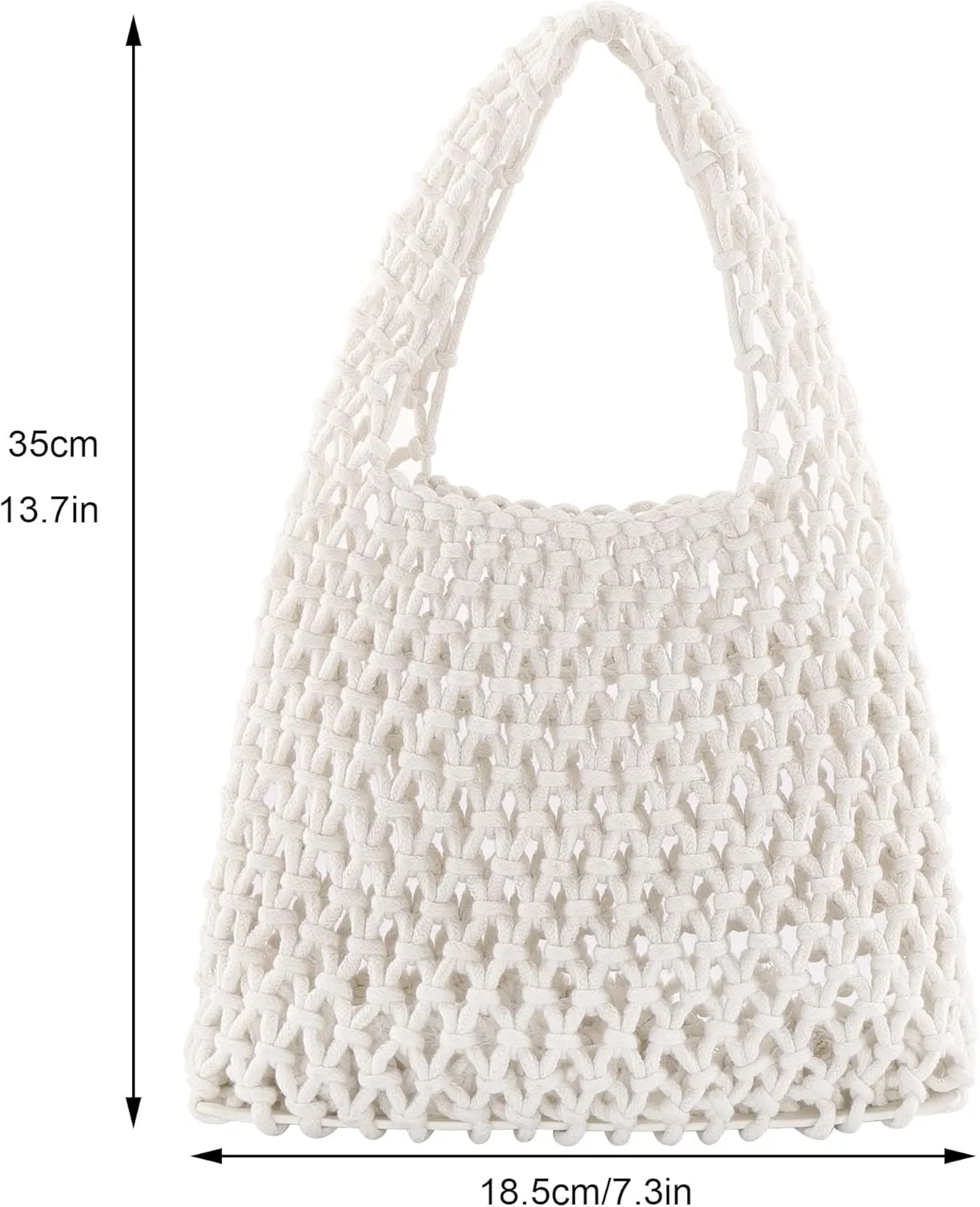 Ayliss Women Mini Clutch Handbag Tote Cotton Crochet Bucket Top-handle Drawstring Beach Woven Fishing Net Pouch Purse