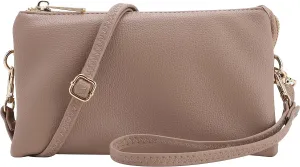 B BRENTANO Vegan Leather Multi-Pocket Crossbody Purse/Clutch with Card Slots, Removable Wristlet & Adjustable Shoulder Strap