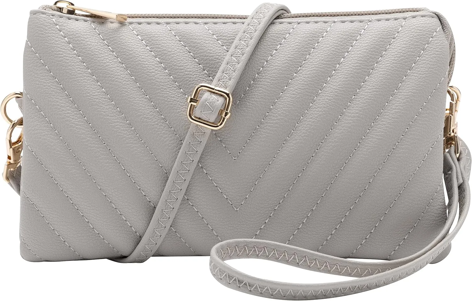 B BRENTANO Vegan Leather Multi-Pocket Crossbody Purse/Clutch with Card Slots, Removable Wristlet & Adjustable Shoulder Strap